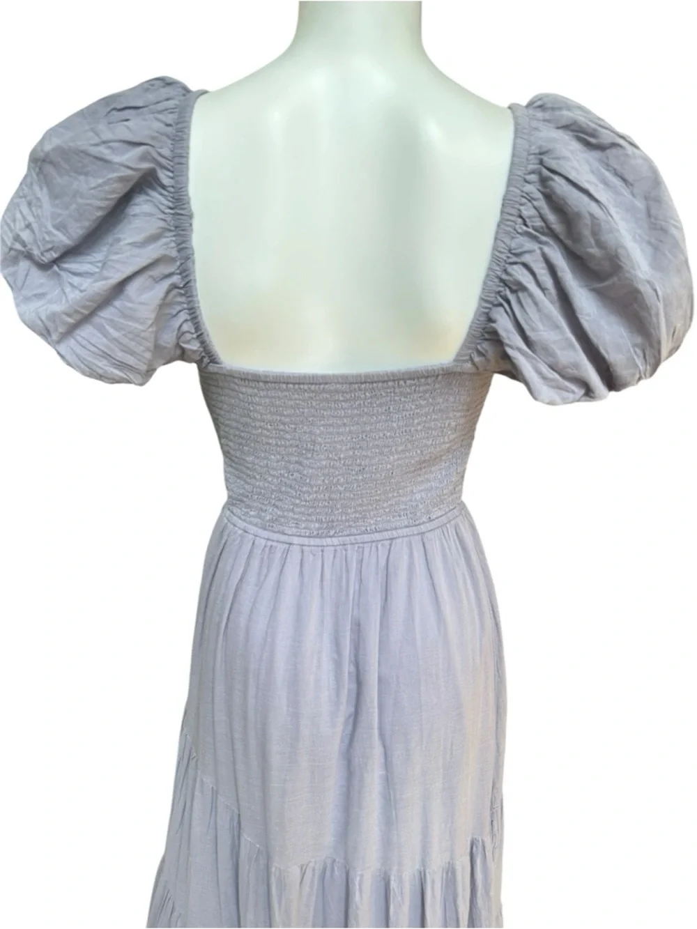 Free People Lavender Puff-Sleeve Tiered Maxi Dress NWOT, S